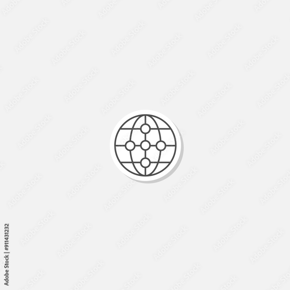 Poster global networking icon sticker isolated on gray background