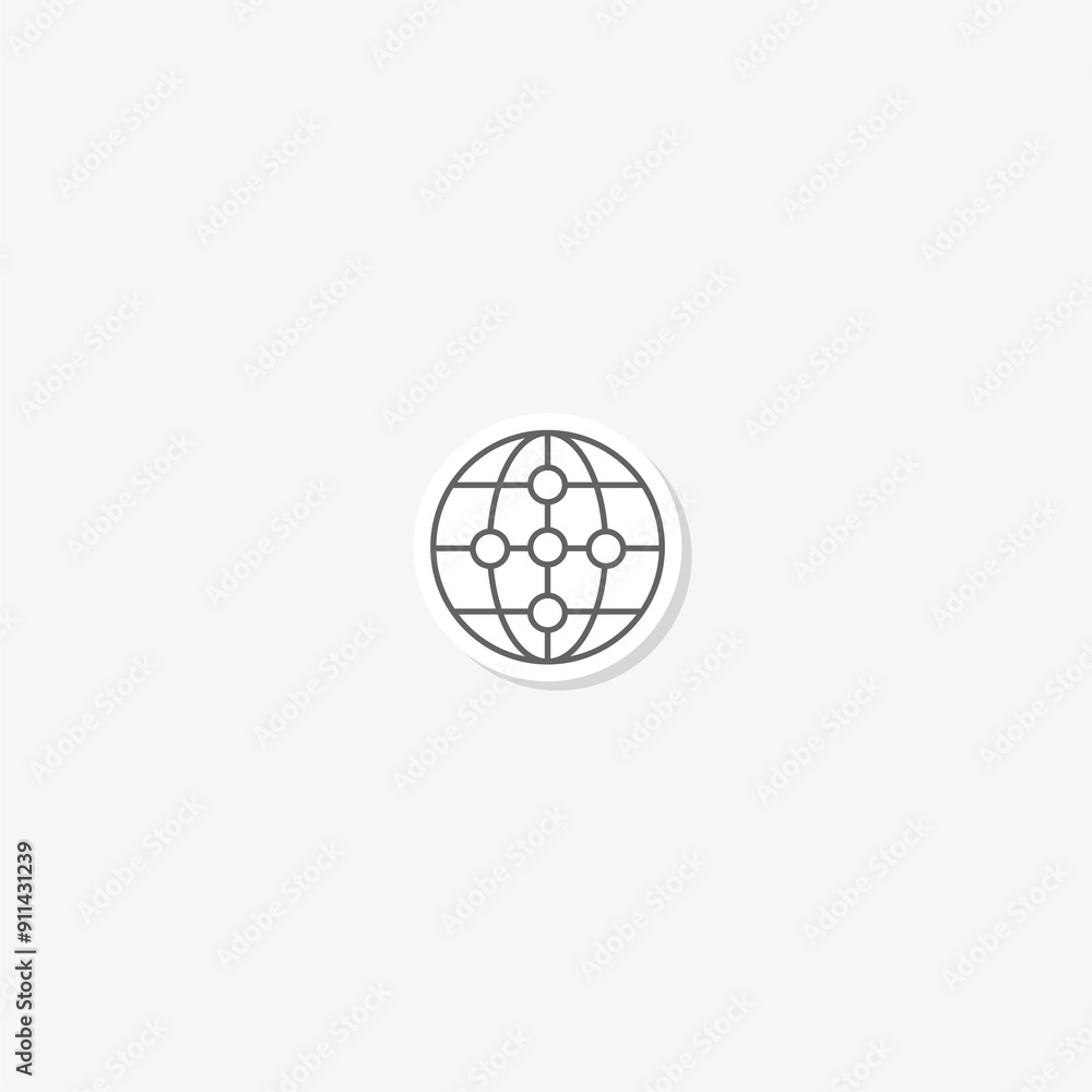 Poster global networking icon sticker isolated on gray background