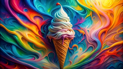 Melting Ice Cream Dream: A Colorful Abstract Interpretation of Sweetness  AI Generated