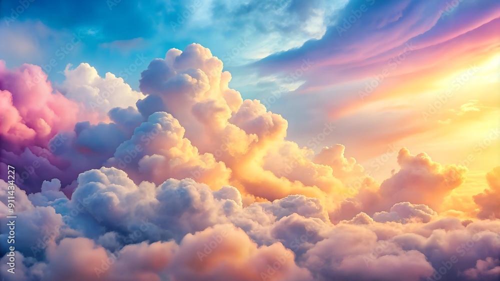 Canvas Prints Celestial Tapestry: A Symphony of Cotton Candy Clouds  AI Generated