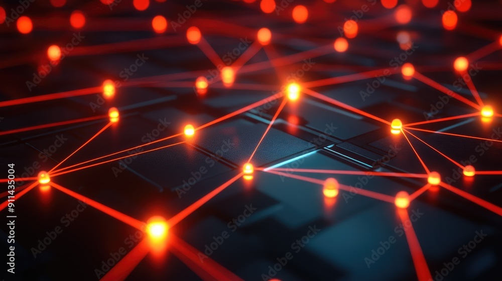 Aufkleber futuristic mesh grid with glowing nodes