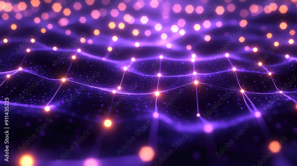 Poster futuristic mesh grid with glowing nodes