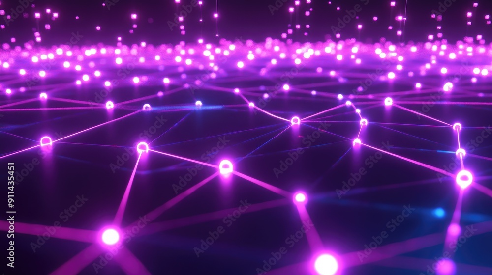 Poster futuristic mesh grid with glowing nodes