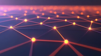 Futuristic mesh grid with glowing nodes