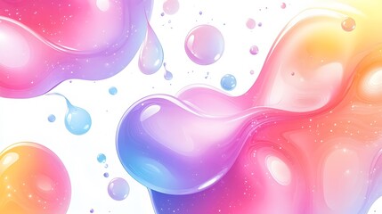 Abstract colorful liquid shapes on white background.