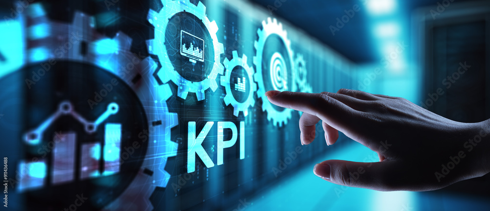 Poster kpi - key performance indicator. business and industrial analysis. internet and technology concept o
