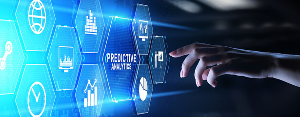 Predictive analytics business intelligence technology concept on screen.