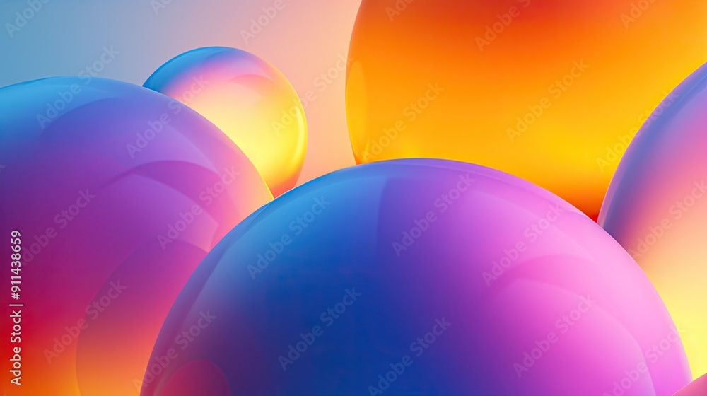 Aufkleber minimalist abstract shapes with soft gradients