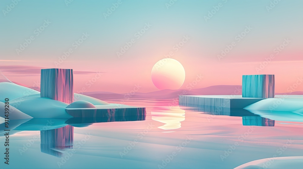 Poster minimalist abstract shapes with soft gradients