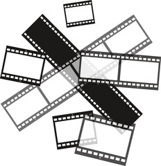Grunge film strips. Old retro cinema movie strip. Video recording. Vector illustration.