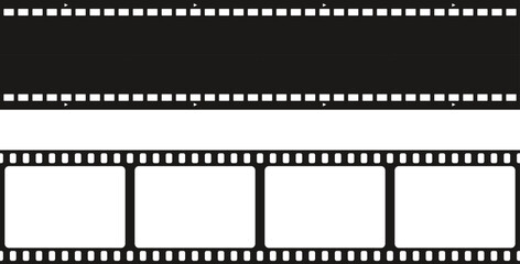 Grunge film strips. Old retro cinema movie strip. Video recording. Vector illustration.