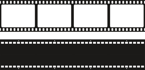 Grunge film strips. Old retro cinema movie strip. Video recording. Vector illustration.