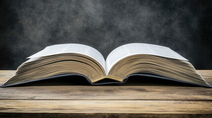 Obraz premium an empty open book on top of a wooden table