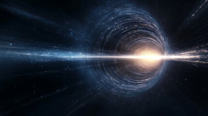 Obraz premium Abstract cosmic wormhole with glowing light at the center.