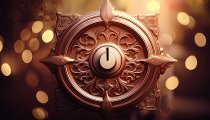 A beautifully designed power button with intricate patterns, exuding elegance and creativity in a softly lit background.