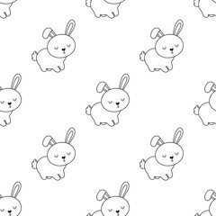 outline rabbit seamless pattern