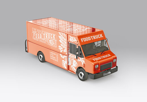 Food Truck Step Van Mockup