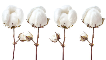 Cotton plant flower isolated on white background with clipping path and full depth of field