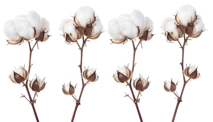 Cotton plant flower isolated on white background with clipping path and full depth of field