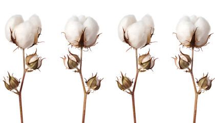Cotton plant flower isolated on white background with clipping path and full depth of field