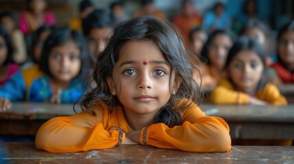 A group of Indian kids in a classroom, each with their own money bank