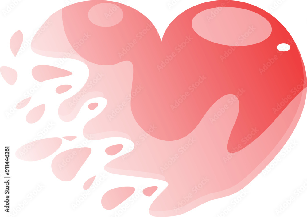 Aufkleber red heart splashing and making an abstract shape design