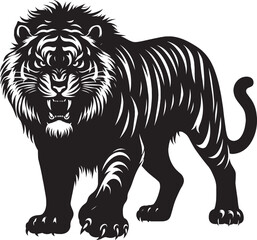 Angry tiger roar Silhouette isolated on white background Minimalist tiger vector shape icon