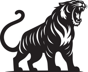 Angry tiger roar Silhouette isolated on white background Minimalist tiger vector shape icon