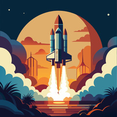 Obraz premium rocket in space