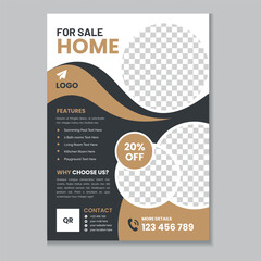Real estate flyer template design and home sale banner layout design