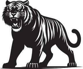 Angry tiger roar Silhouette isolated on white background Minimalist tiger vector shape icon