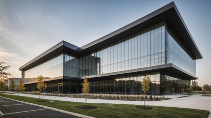 Obraz premium Modern R&D Building in Commercial Facility