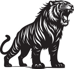 Obraz premium Angry tiger roar Silhouette isolated on white background Minimalist tiger vector shape icon
