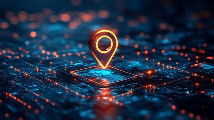 Illuminated Map with Location Pin Highlighting Key Spots: Navigating Through Urban Landscapes
