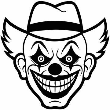 recommend clip art: Sinister Clown with Cowboy Hat Illustration