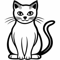 Obraz premium Illustration of a black and white cat on a white background