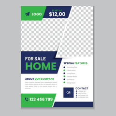 Real estate flyer template design and home sale banner layout design