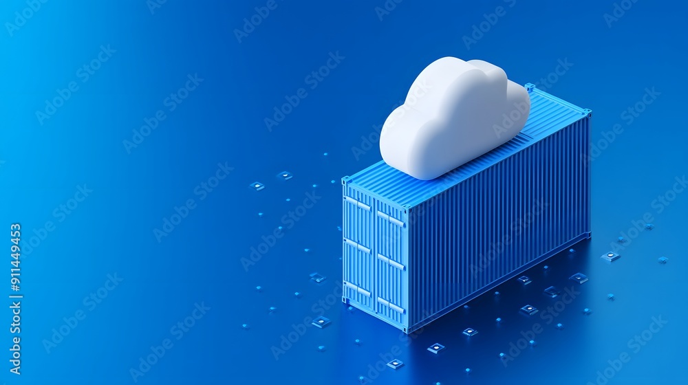 Aufkleber 3d illustration of a cloud on a shipping container symbolizing cloud computing and data storage on a