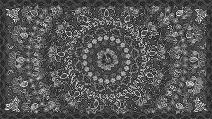 Mandala symmetry background cloth illustration. Pencil drawn sketch illustration, sketchy draft