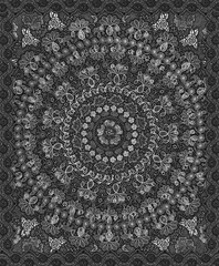 Mandala symmetry background cloth illustration. Pencil drawn sketch illustration, sketchy draft