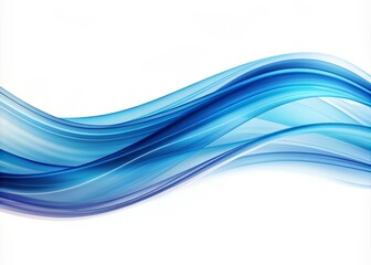 Soothing curved abstract design featuring gentle waves of calming blue hues against a crisp white background, evoking a sense of serenity and tranquility.
