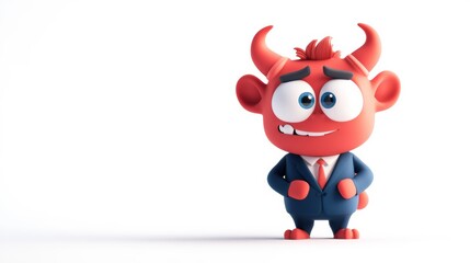 Naklejka premium A cartoon cow wearing a suit and tie is smiling