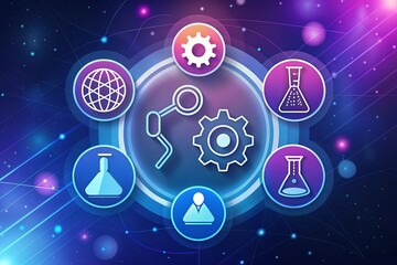 Abstract Gear and Beaker Network.