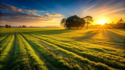 A Field of Tall Grass Bathed in the Warm Glow of Sunset  Generative AI