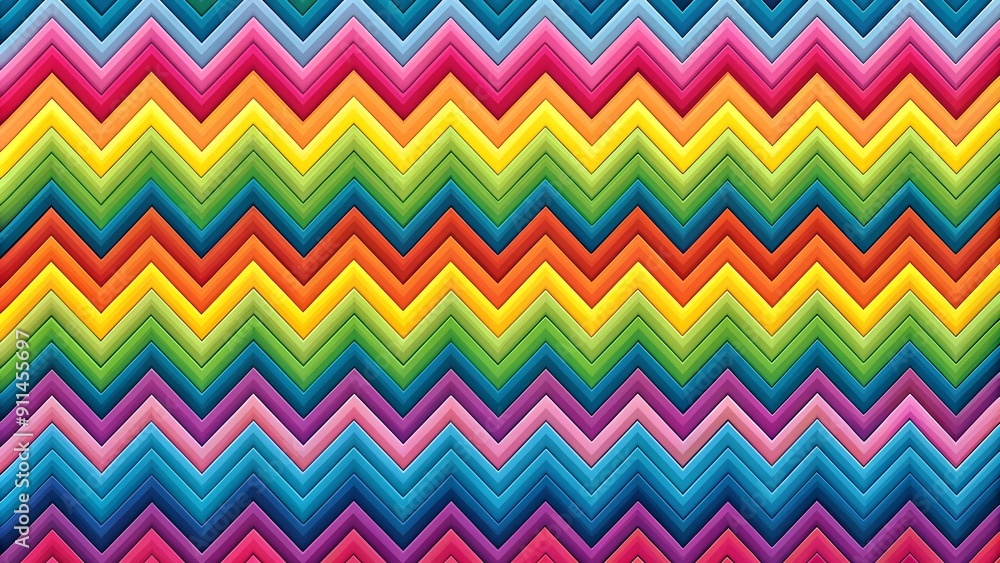 Sticker Dynamic Zigzag Symphony: A Vibrant Abstract Pattern for School Supplies  Generative AI