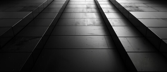 Obraz premium Shadowy Staircase, Concrete Corridor