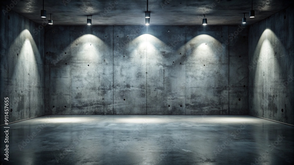 Poster abstract image of studio dark room concrete floor texture background with lighting effect.