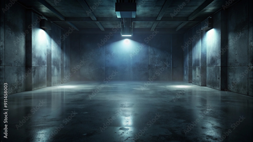 Poster abstract image of studio dark room concrete floor texture background with lighting effect.