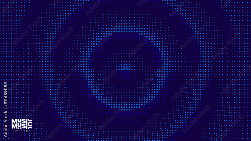 Aufkleber 3D Wavy Digital Particles Ripple Effect Abstract Geometric Blue Color Background. Audio Halftone Ripple Visualization. Digital Water Drop Waves Concept. Particles Vector Illustration. 3D Grid Surface.
