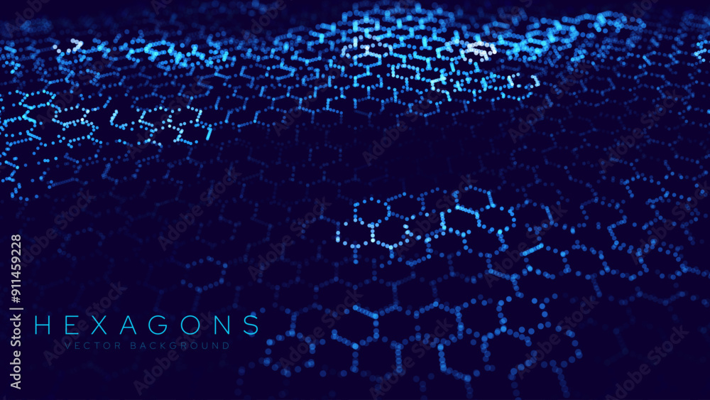 Fototapete Hexagonal Abstract Technology Background. Hexagons Pattern for Hi-Tech Communication Design. Hi-tech Cyber Hexagon Sci-Fi Game Banner Grid. Vector Illustration